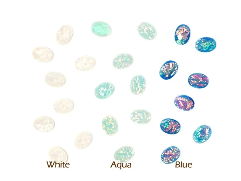 6 x 8mm Mystic Mermaid Oval Flat Back Nail Art Rhinestone- 10 pcs