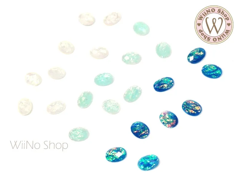 6 x 8mm Mystic Mermaid Oval Flat Back Nail Art Rhinestone- 10 pcs