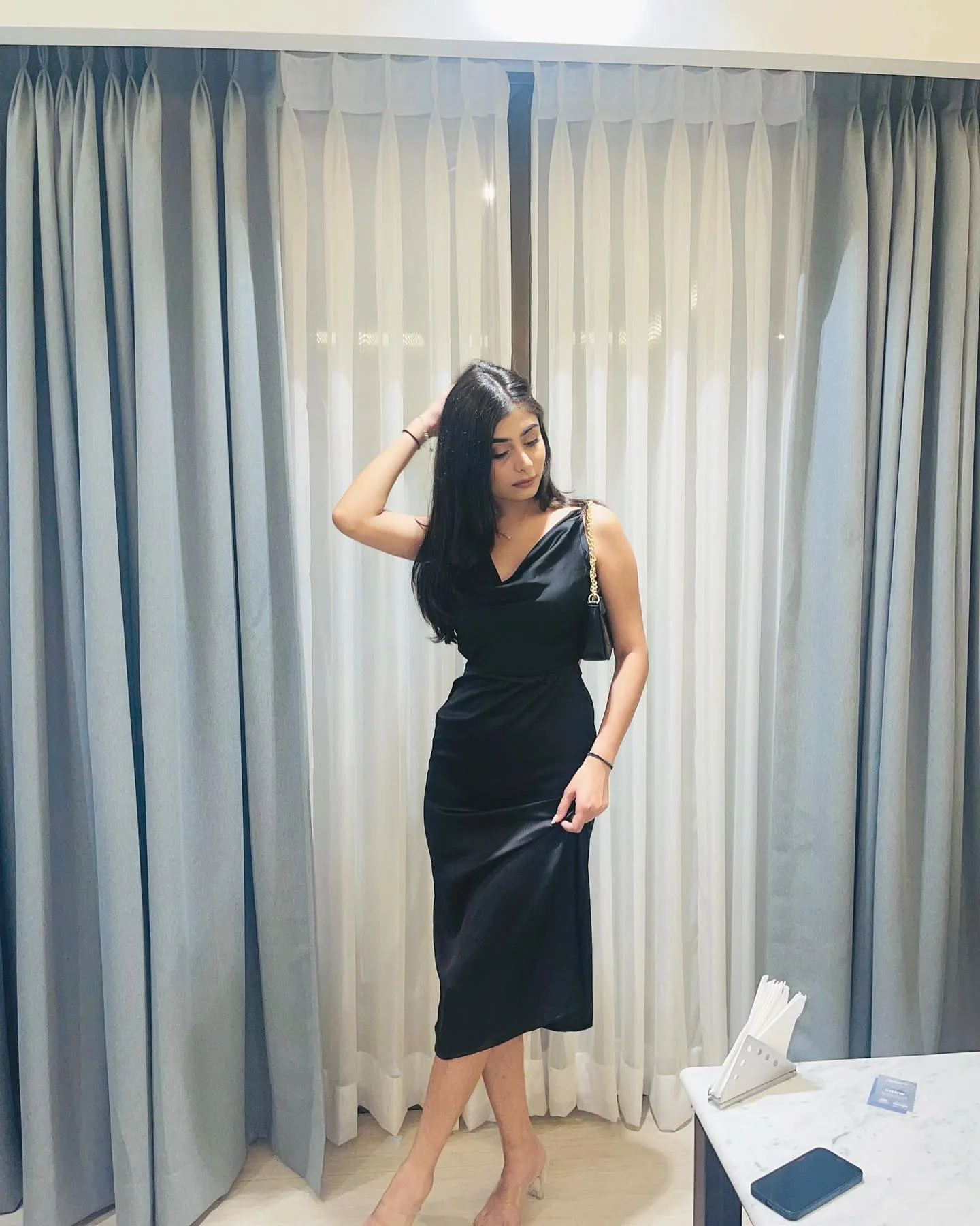 Alessa black maxi satin dress