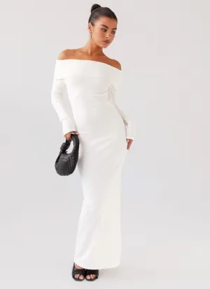 Alexandra Off Shoulder Knit Maxi Dress - Ivory