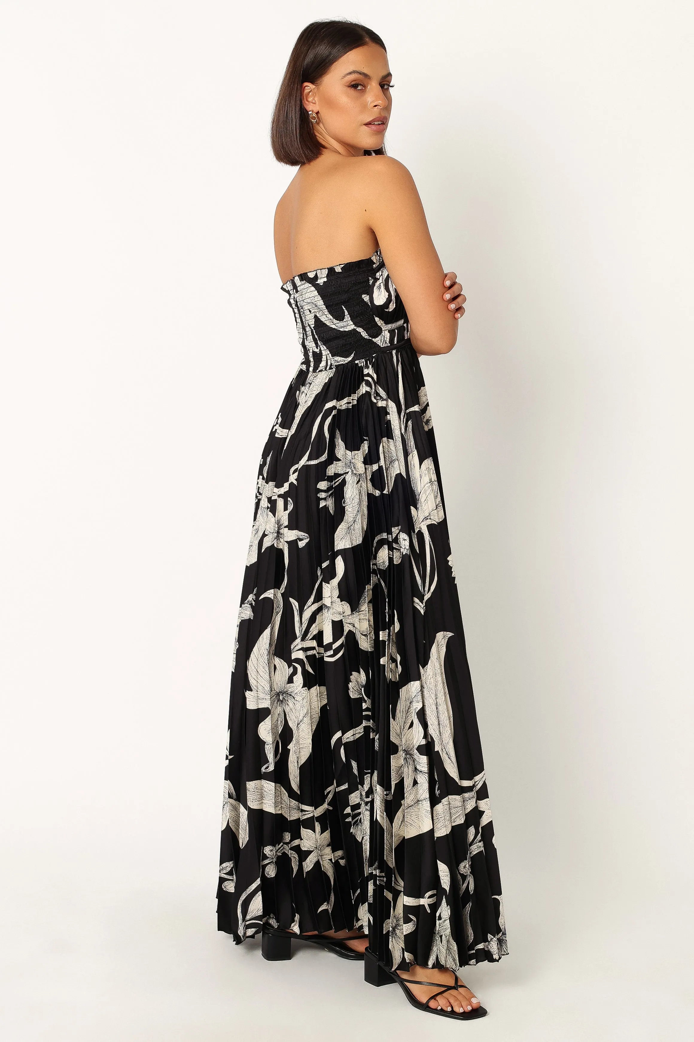 Angelique Strapless Maxi Dress - Black Floral