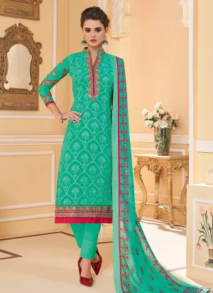 Aqua Blue Multi Embroidered Designer Pant Style Suit