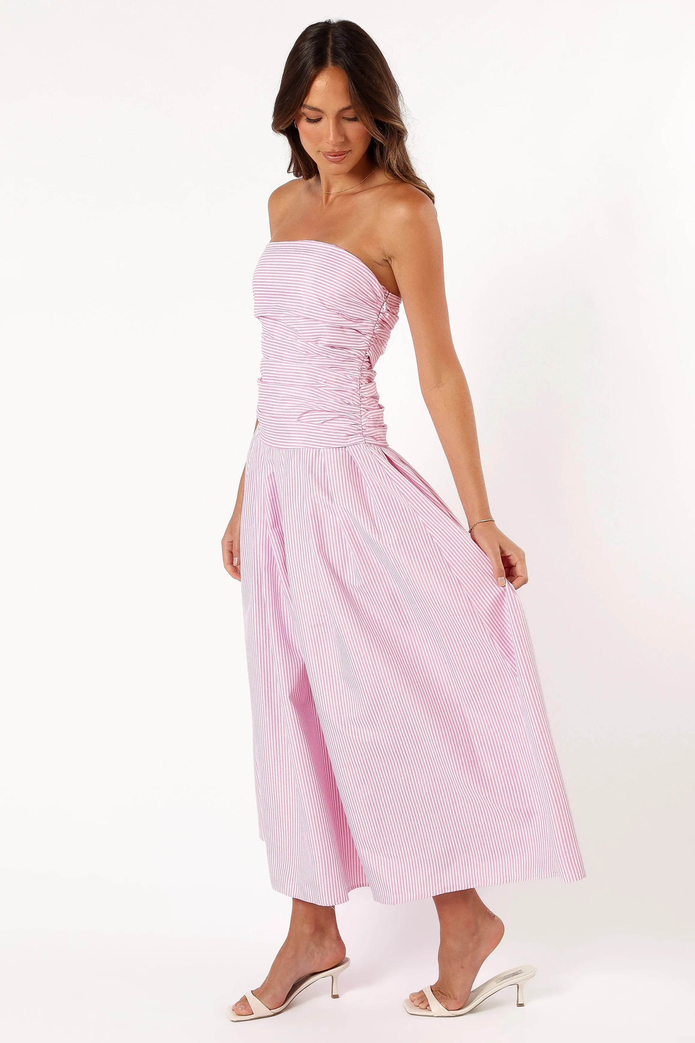 Avalee Strapless Maxi Dress - Pink Stripe