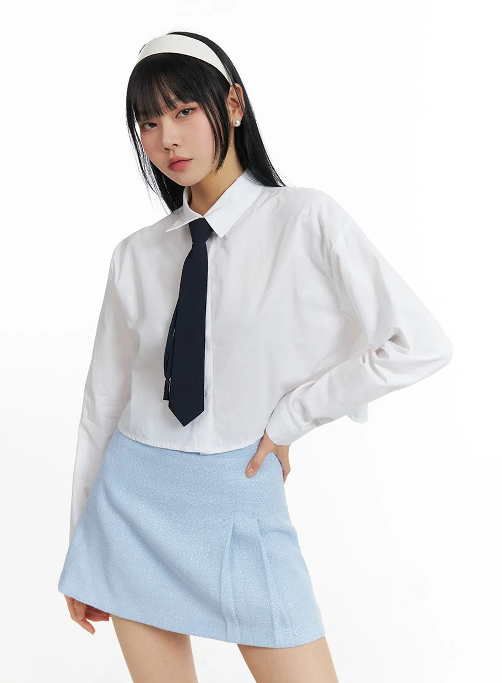 Basic Crop Collar Shirt IF402