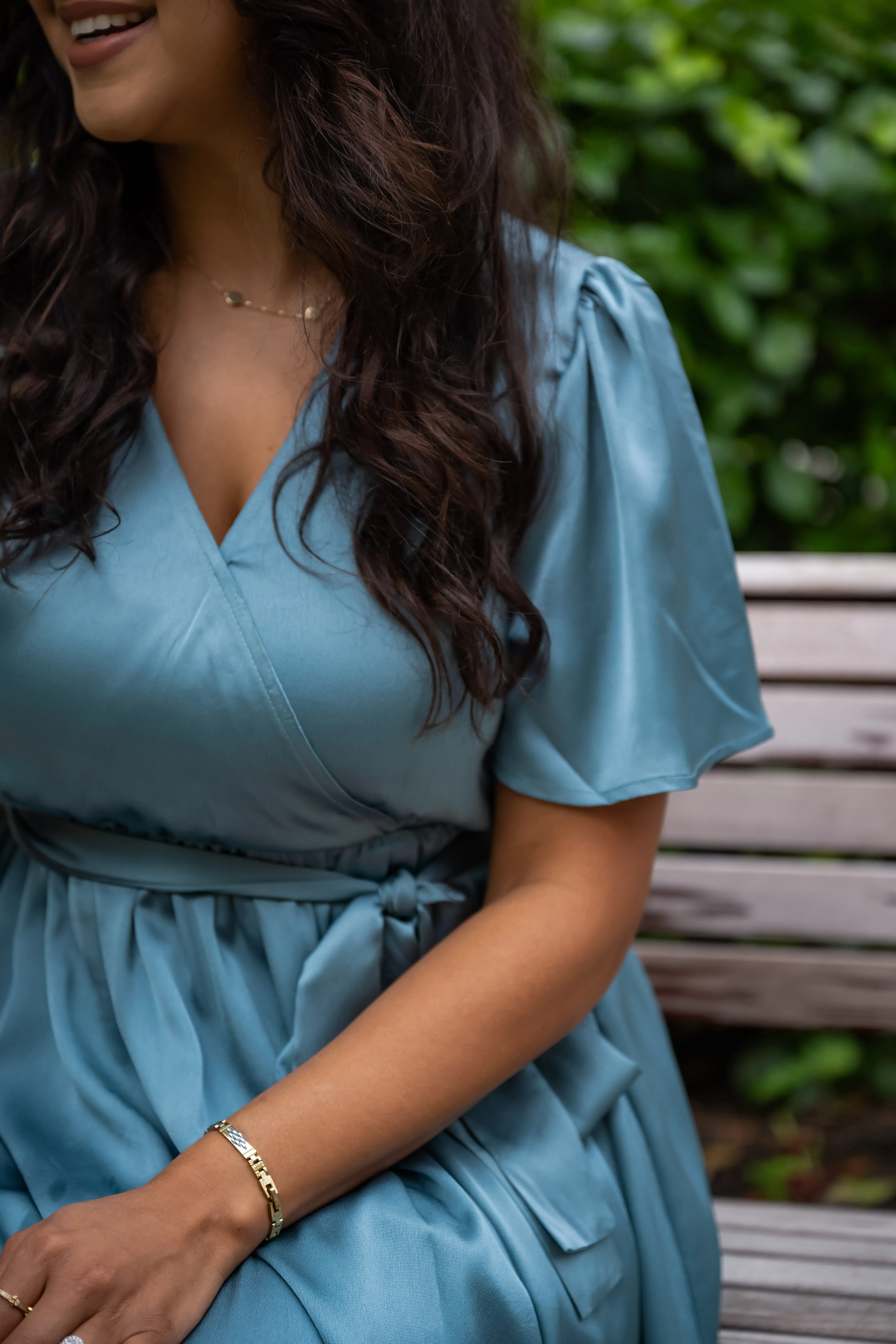 Blake Satin Blue Maxi Dress