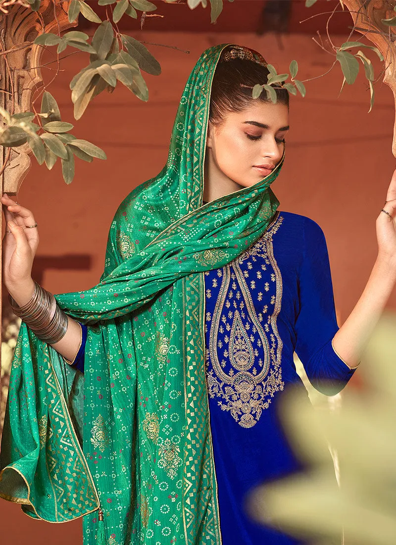 Blue And Green Pakistani Palazzo Suit