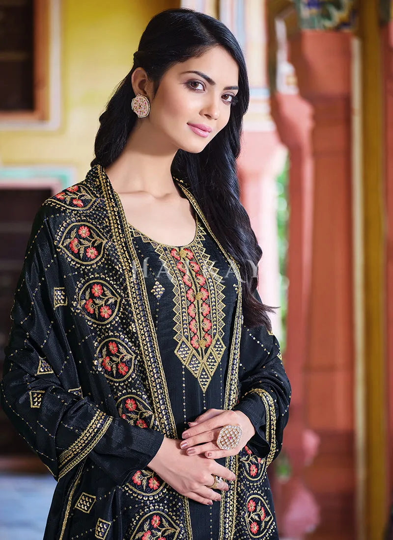 Blue Sequence Embroidered Pakistani Pant Style Suit