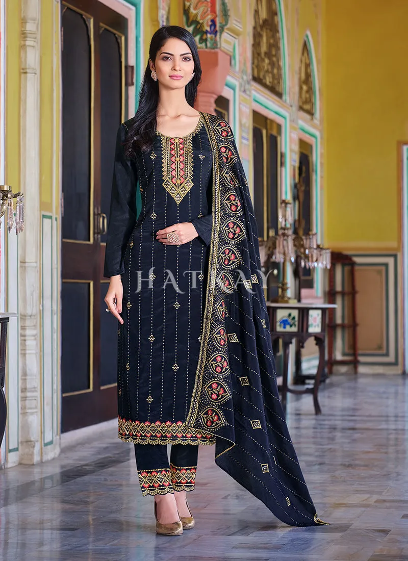 Blue Sequence Embroidered Pakistani Pant Style Suit