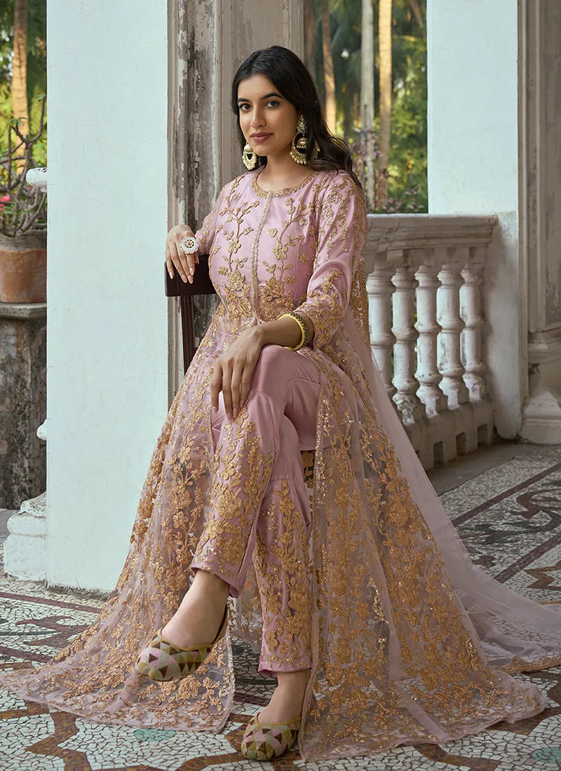 Blush Pink Embroidery Traditional Anarkali Suit