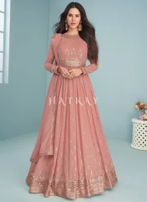 Blush Pink Sequence Embroidered Designer Anarkali Suit