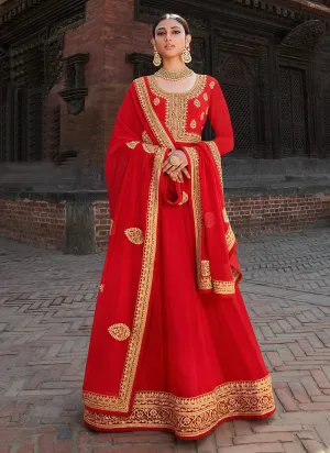 Bridal Red Zari Embroidered Anarkali Suit