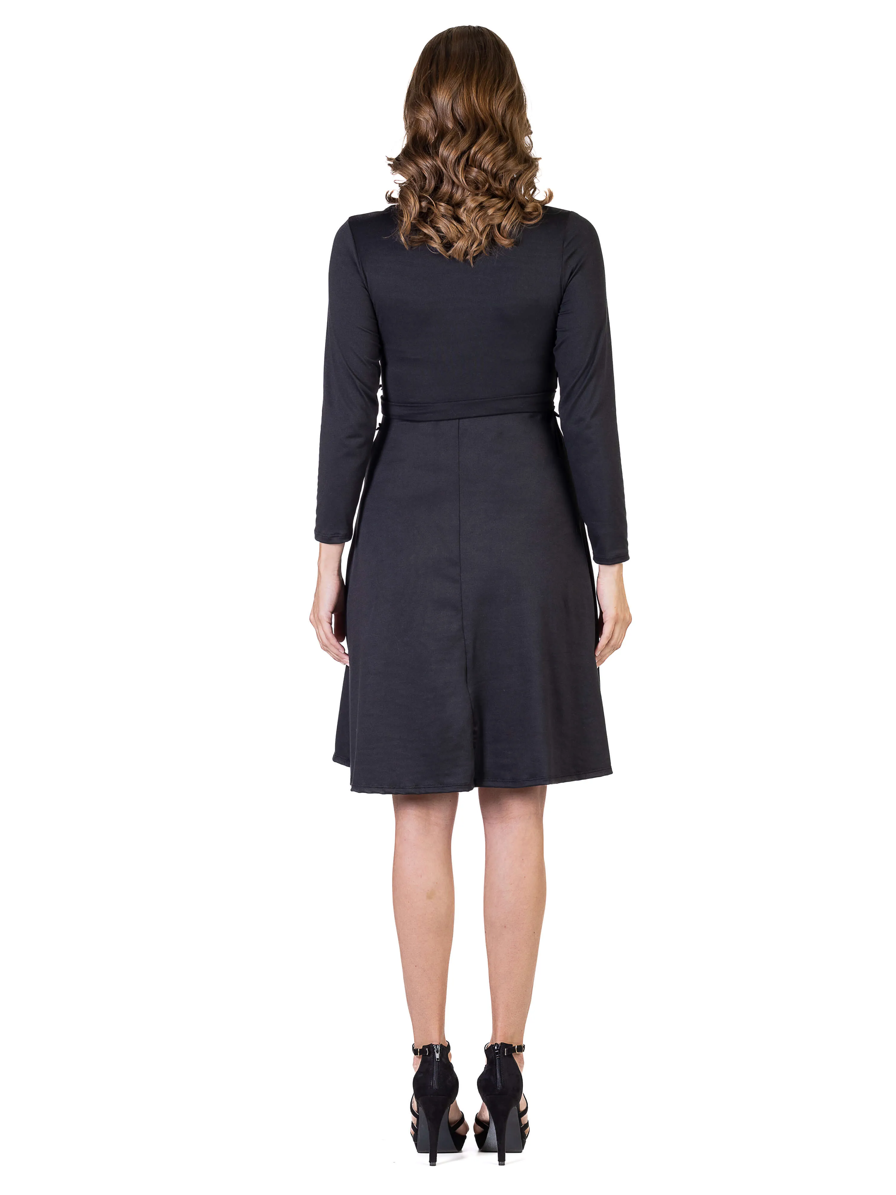 Chic V-Neck Long Sleeve Belted Dress