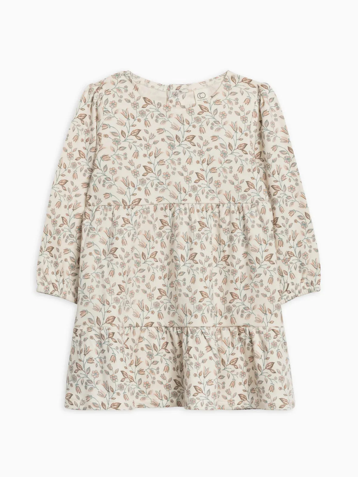 Colored Organics - Sofia LS Tiered Dress - Yuma Floral/Taupe Teal