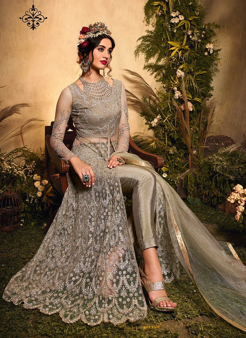 Copper Brown Anarkali Lehenga/Pant Suit