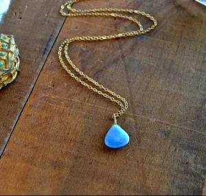 Cozumel Necklace - blue turquoise gemstone solitaire necklace in 14k gold