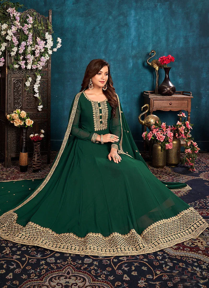 Dark Green Georgette Anarkali Suit