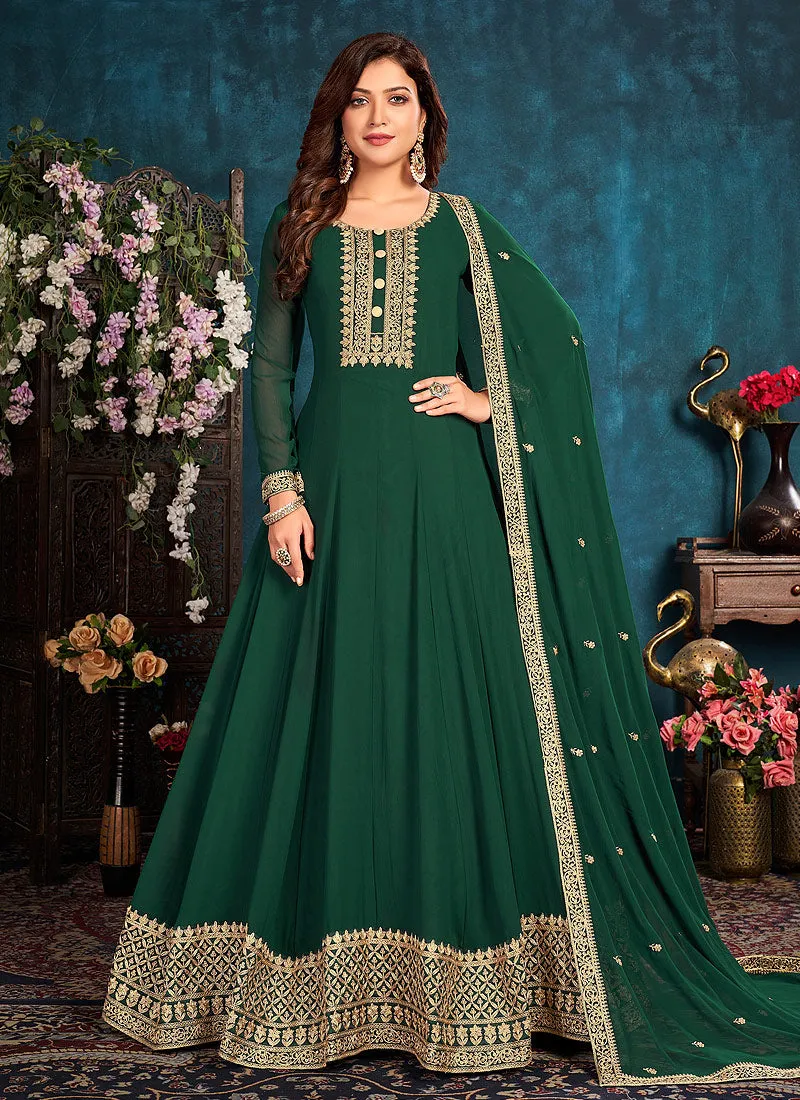 Dark Green Georgette Anarkali Suit