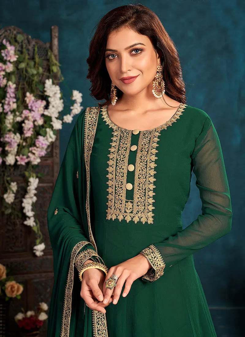 Dark Green Georgette Anarkali Suit