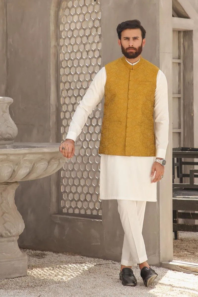 GEM GARMENTS - Lihaz - Band Collar - Mustard - Waistcoat - 1 Piece