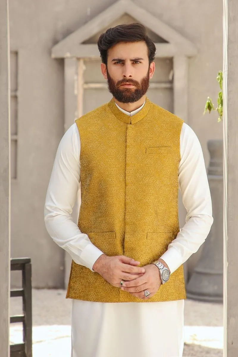 GEM GARMENTS - Lihaz - Band Collar - Mustard - Waistcoat - 1 Piece