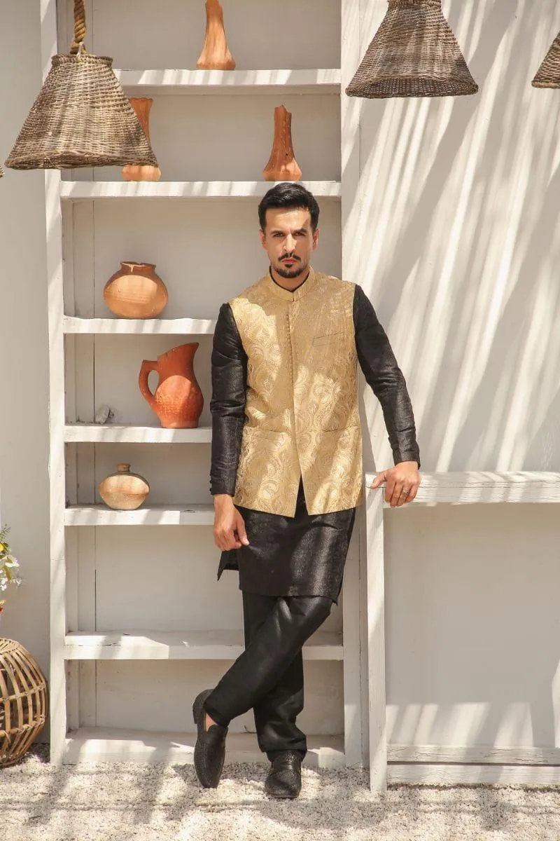 GEM GARMENTS - Nawazish - Band Collar - Fawn - Waistcoat - 1 Piece