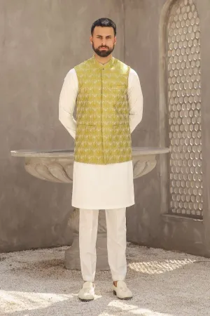 GEM GARMENTS - Raftaar - Band Collar - Lime Green - Waistcoat - 1 Piece