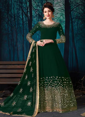 Green All Over Zari And Mirror Embroidered Anarkali Suit