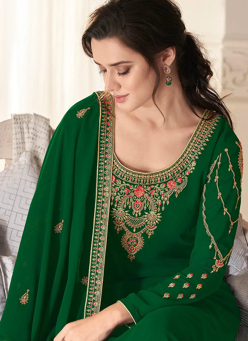 Green Embroidered Pakistani Salwar Kameez