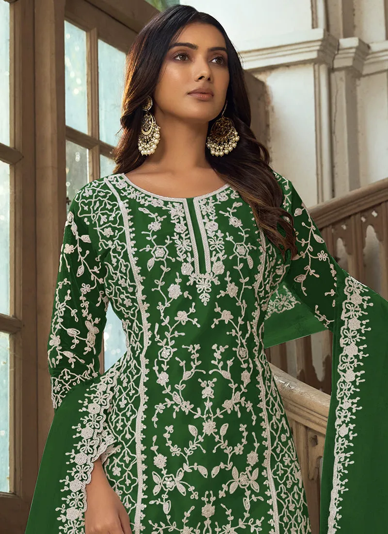 Green Embroidery Pakistani Pant Style Suit