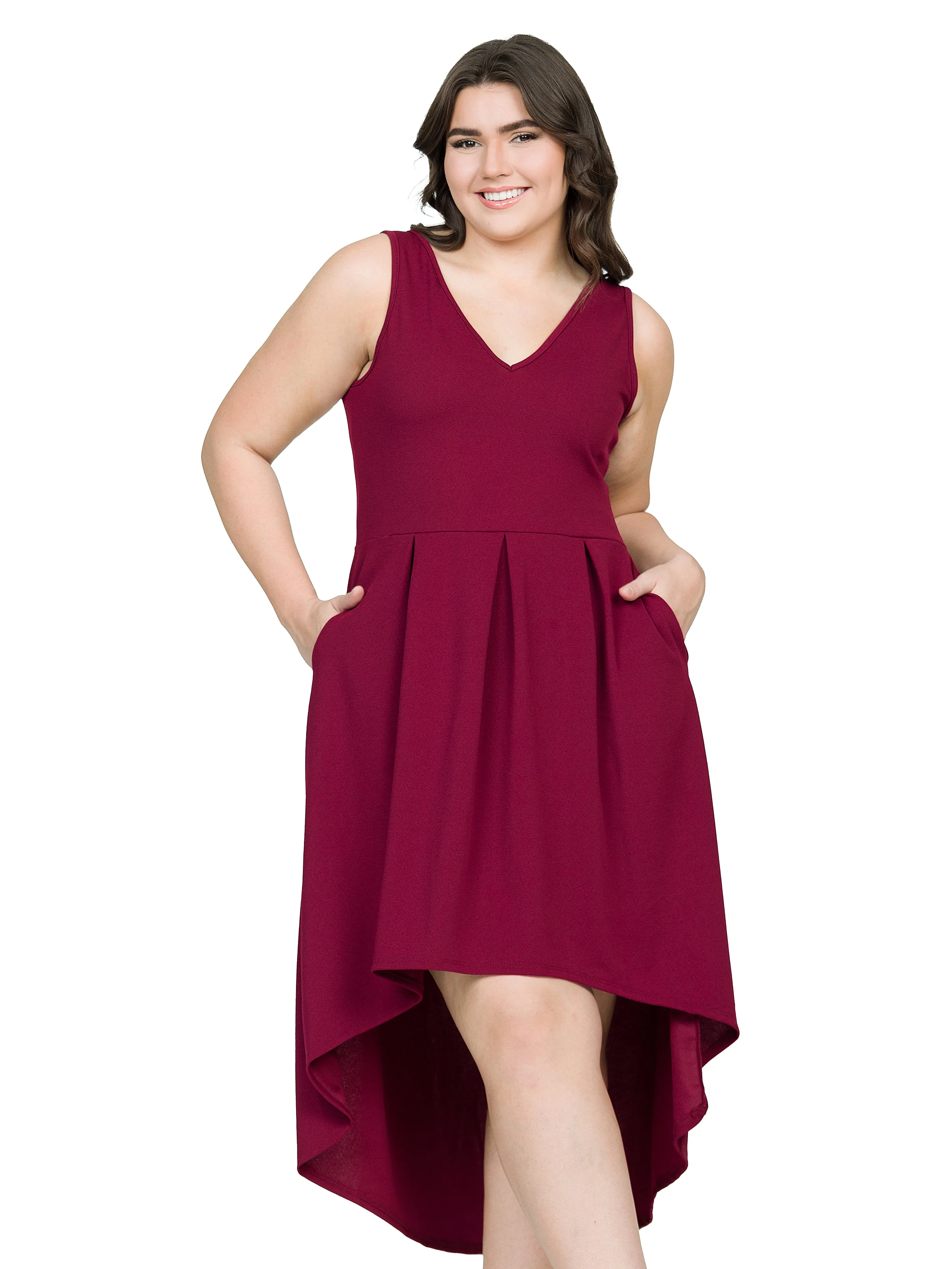 High Low Plus Size Party Dress with Pockets