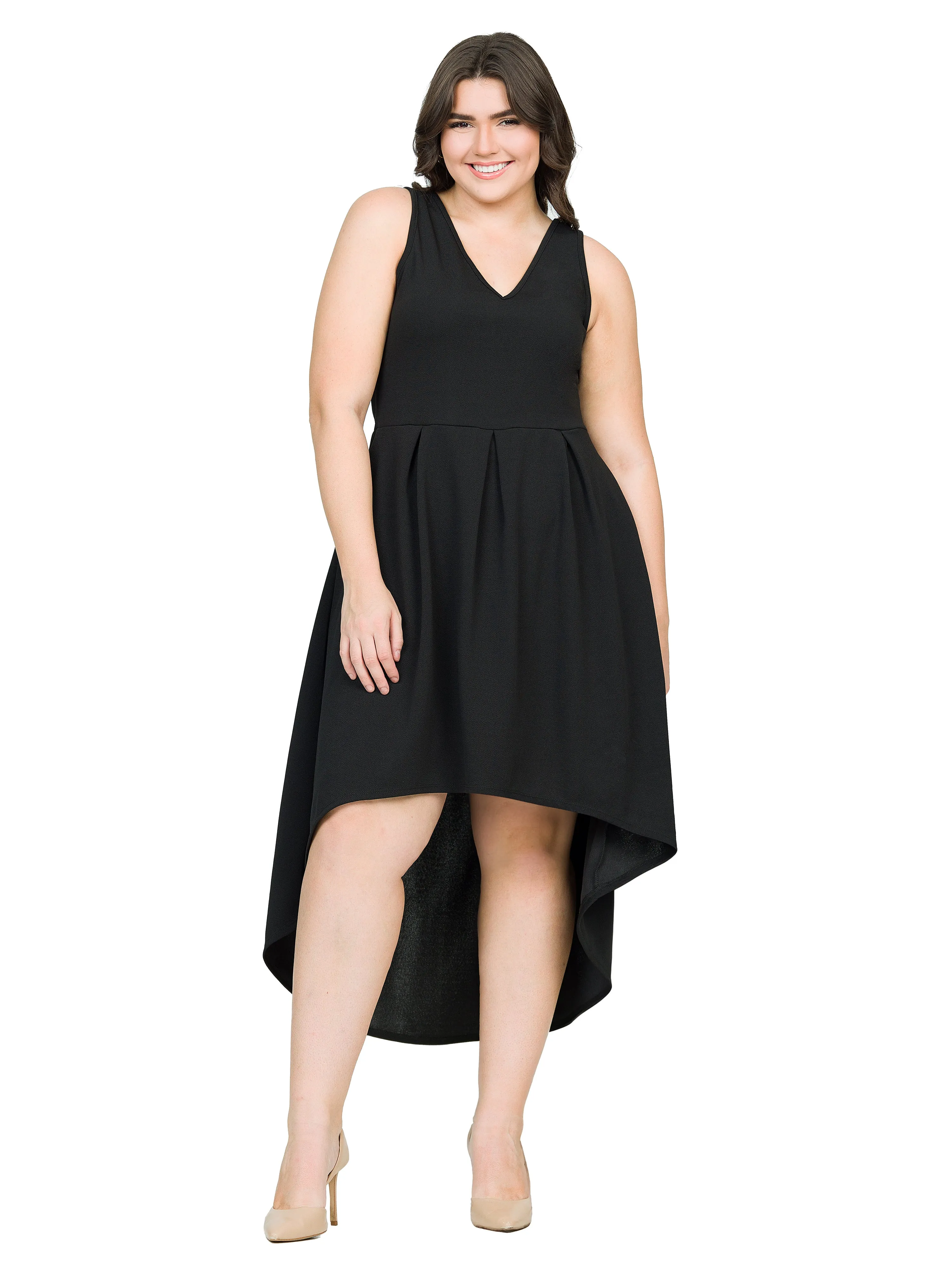 High Low Plus Size Party Dress with Pockets