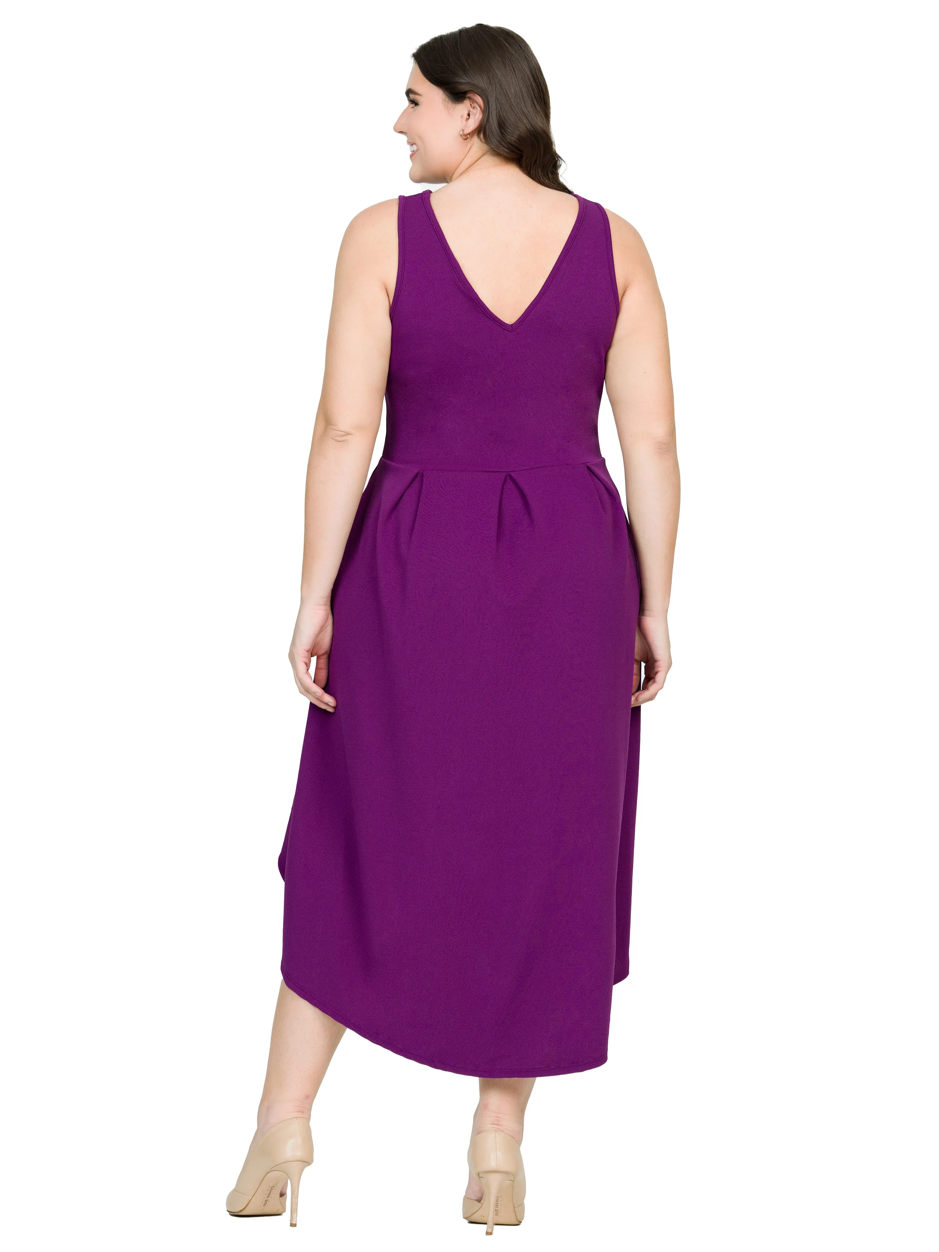 High Low Plus Size Party Dress with Pockets