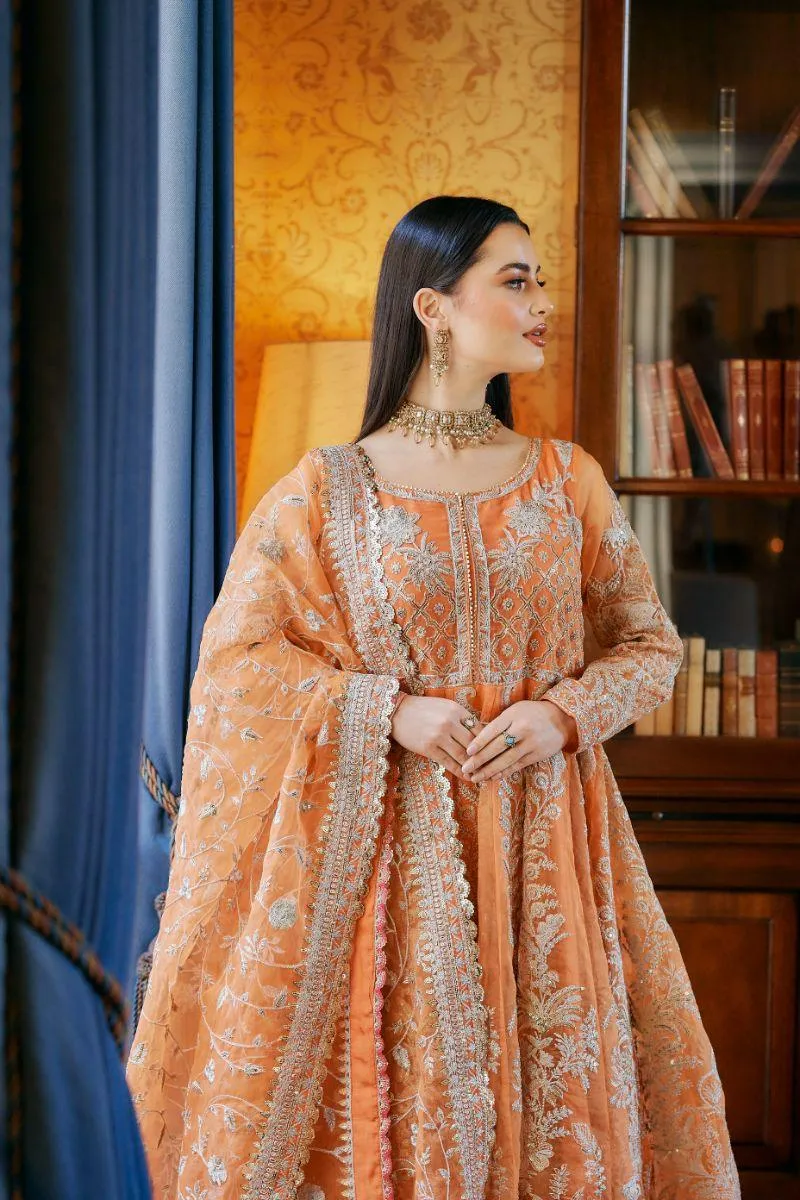 Kaanchi London - Hoor - Pishwas - Orange - Organza - 3 Piece