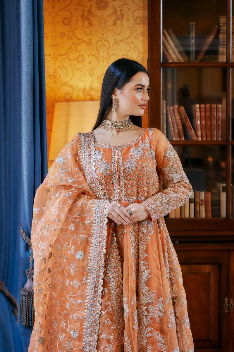 Kaanchi London - Hoor - Pishwas - Orange - Organza - 3 Piece