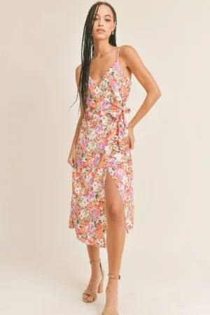 La Botánique Hawaiian Floral Midi Wrap Dress by Sage The Label