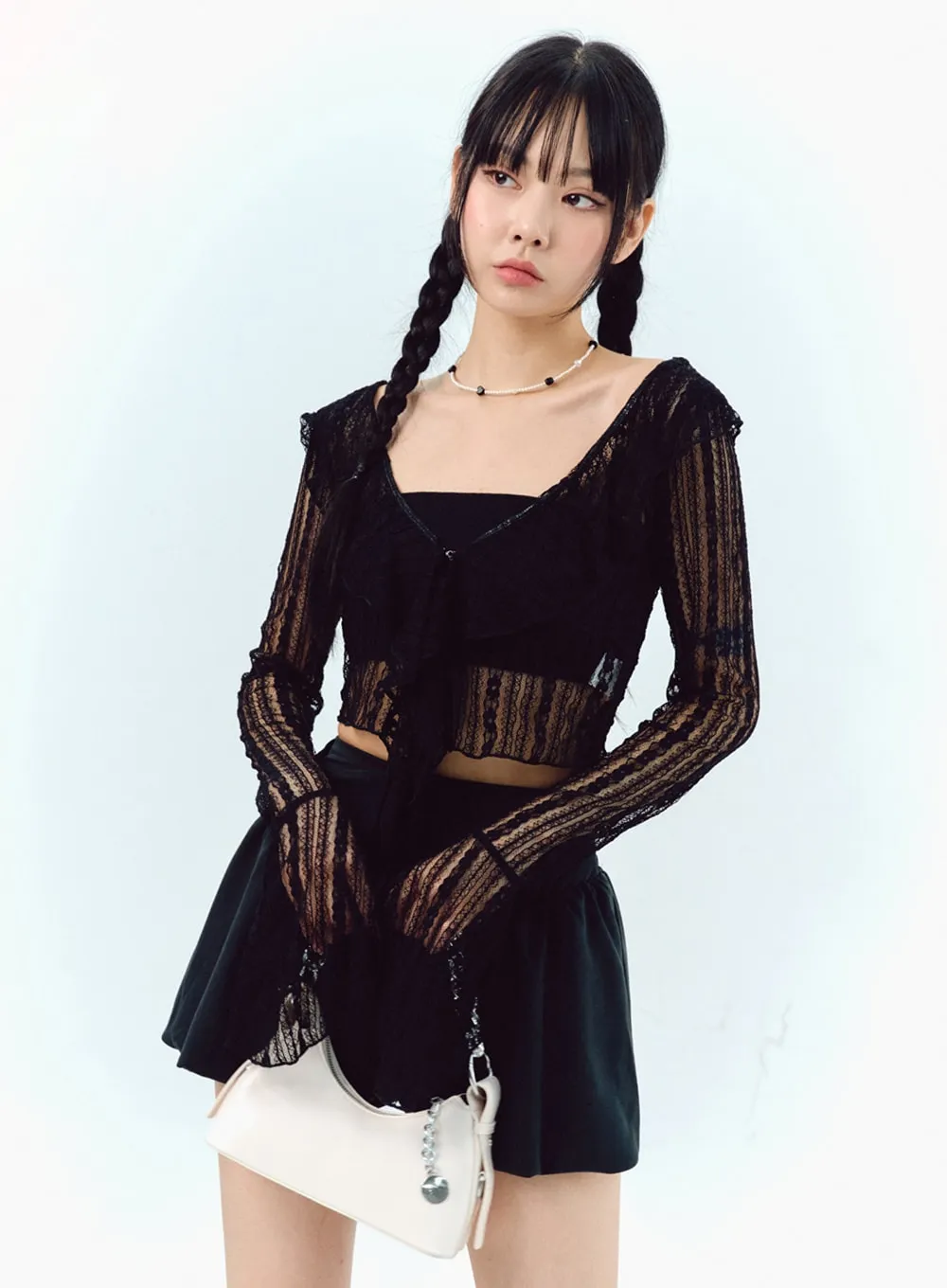 Lace Mesh Crop Blouse IG311