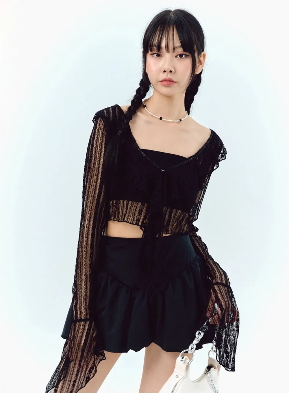 Lace Mesh Crop Blouse IG311