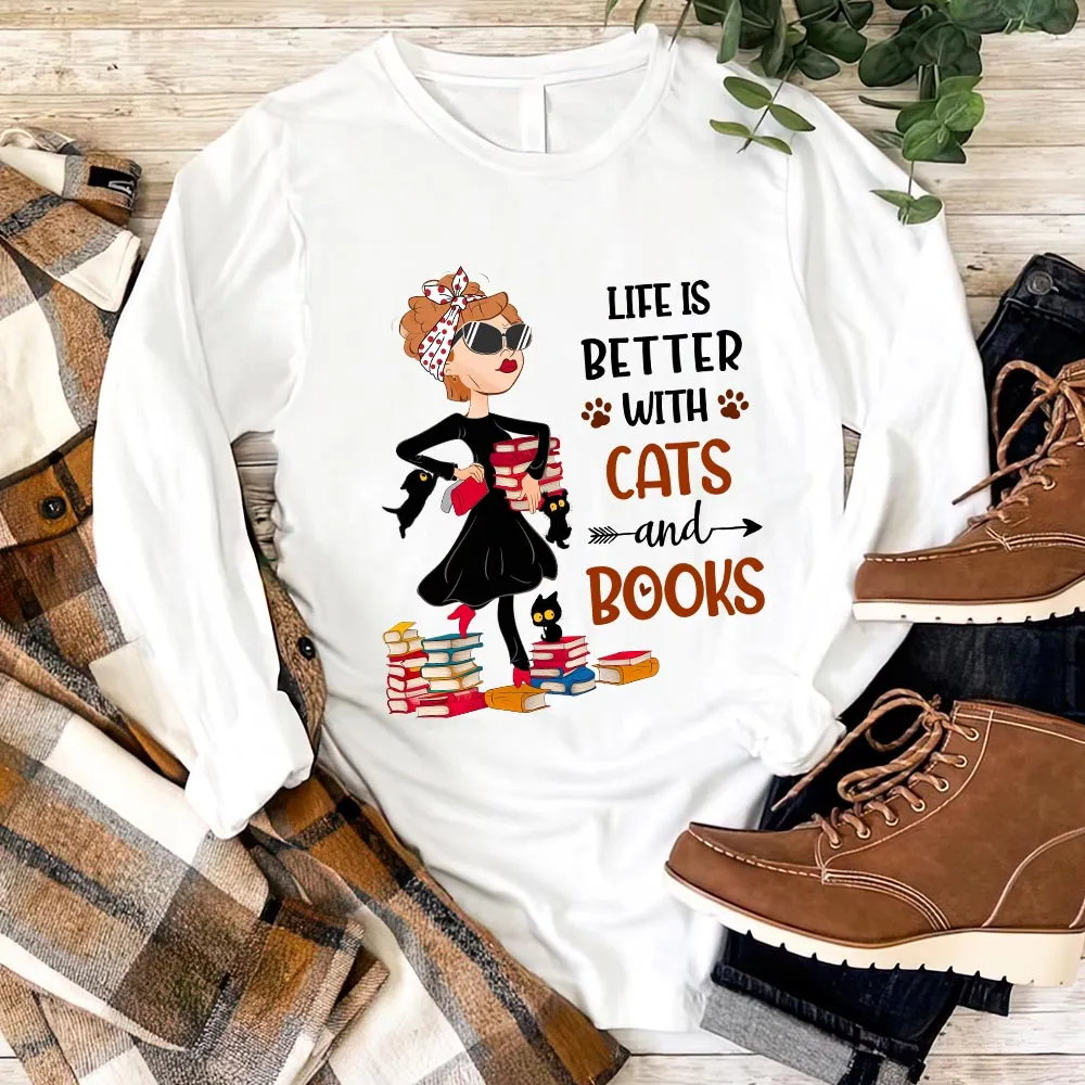 Life Is Better With Cats And Books Book Lovers Gift LSW475