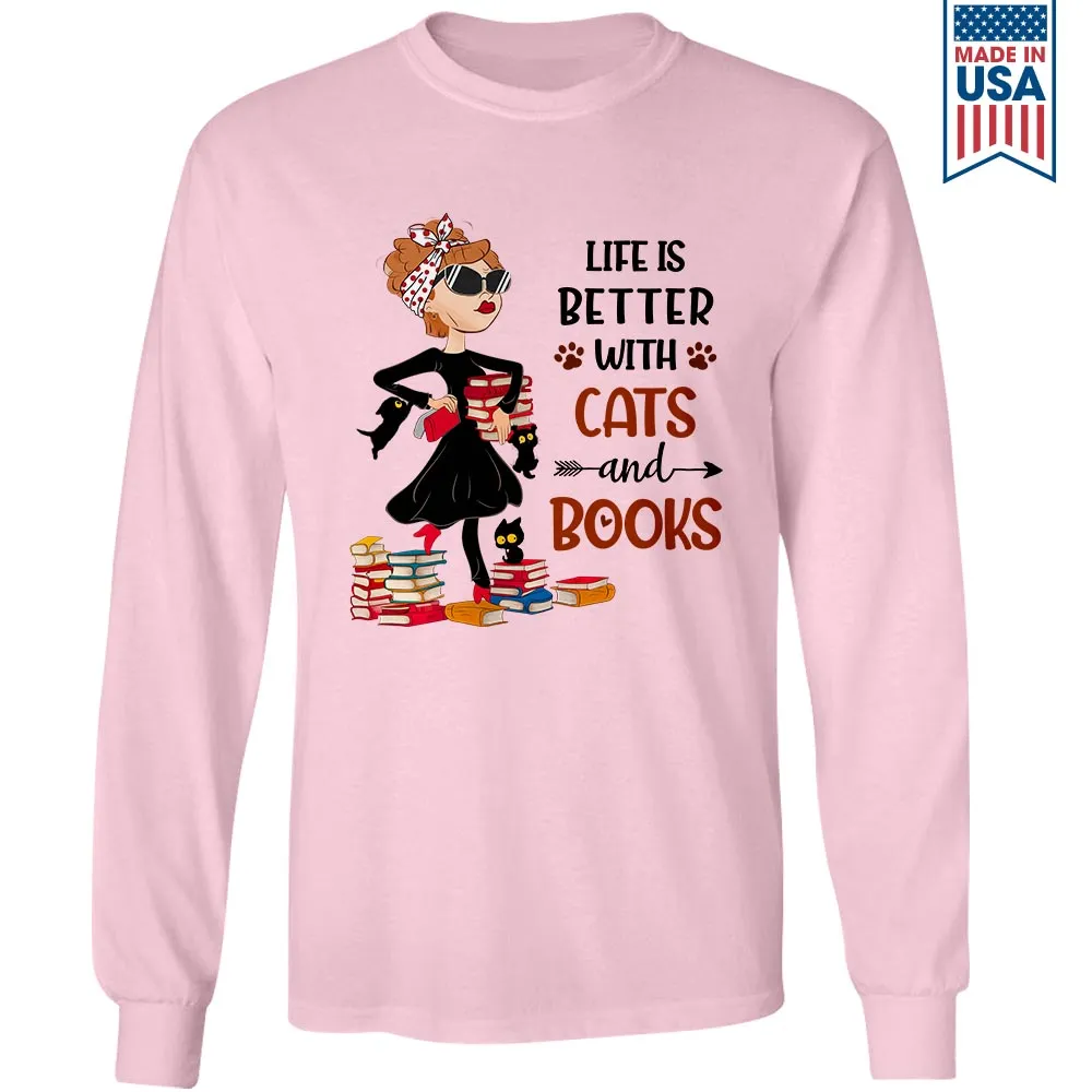 Life Is Better With Cats And Books Book Lovers Gift LSW475