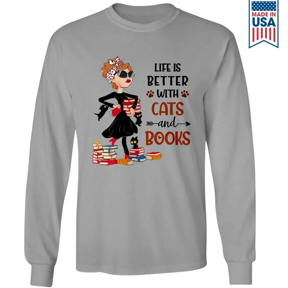 Life Is Better With Cats And Books Book Lovers Gift LSW475