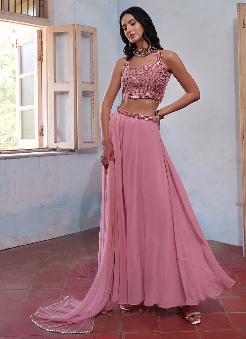 Light Pink Multi Embroidery Sharara Choli And Dupatta