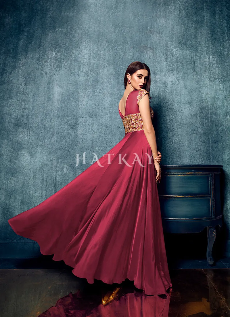 Magenta Sequence Embroidered Designer Gown