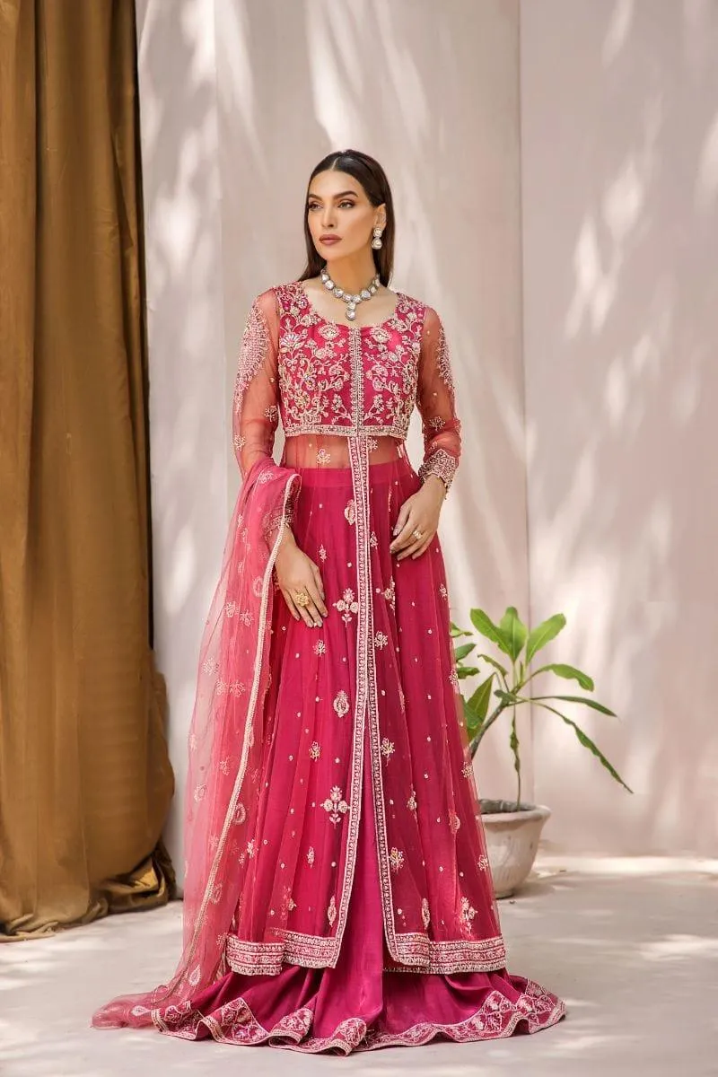 Malook - Mahjabeen - Net - Pink - 3 Piece