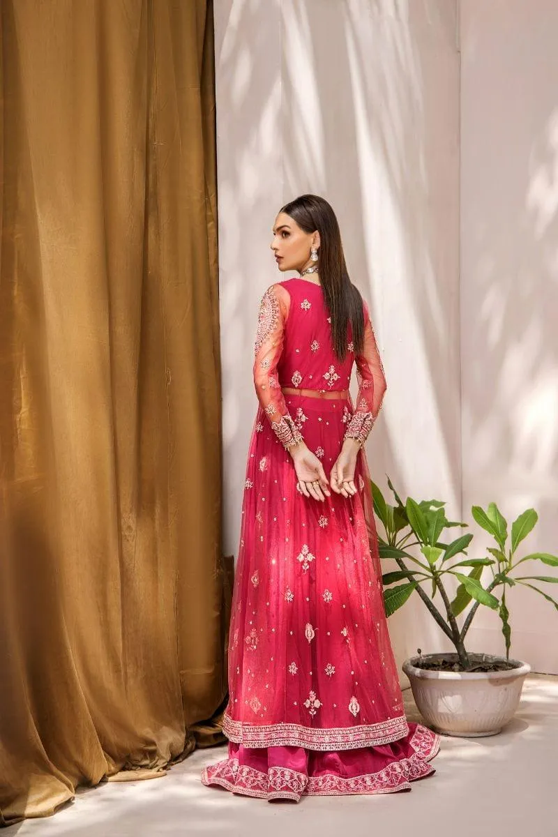 Malook - Mahjabeen - Net - Pink - 3 Piece