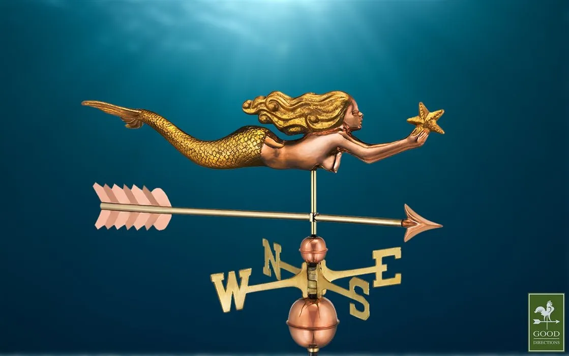 Mermaid with Starfish and Arrow Weathervane