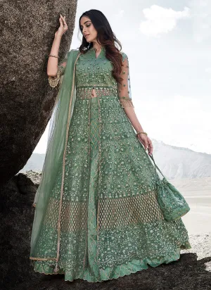 Mint Green Designer Anarkali Lehenga Suit