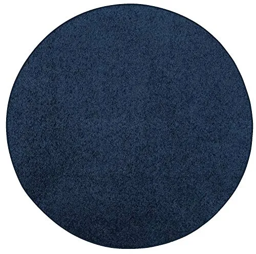 Modern Plush Solid Color Rug - Navy, 6' Round, Pet and Kids Friendly Rug. Made in USA, Area Rugs Great for Kids, Pets, Event, Wedding