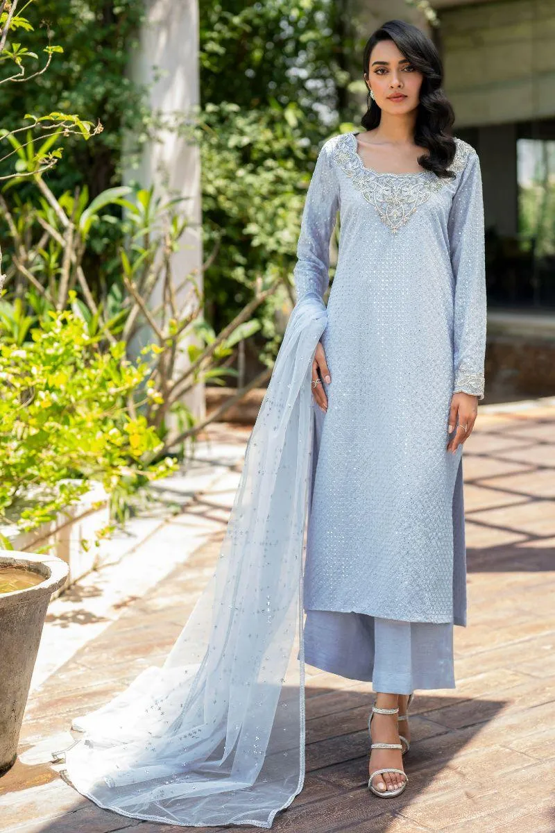 Natasha Kamal - Aster - light blue - Georgette lined with crepe de chin - 3 Piece