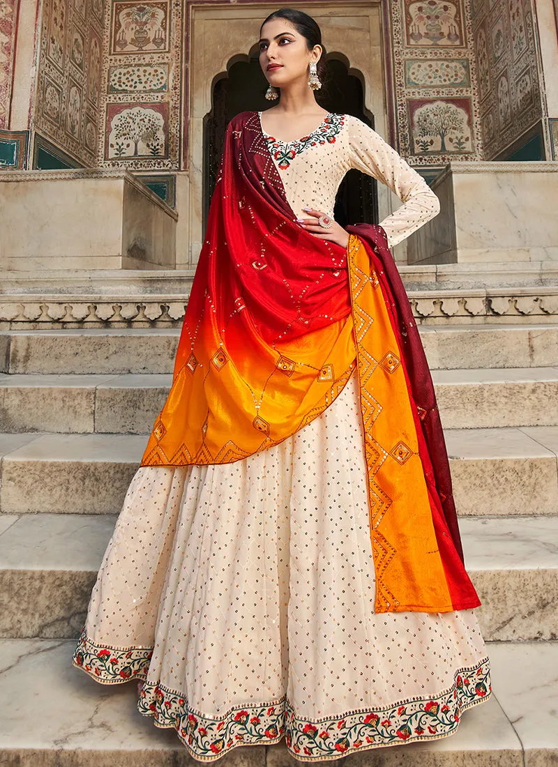 Off White Multi Embroidered Anarkali Gown