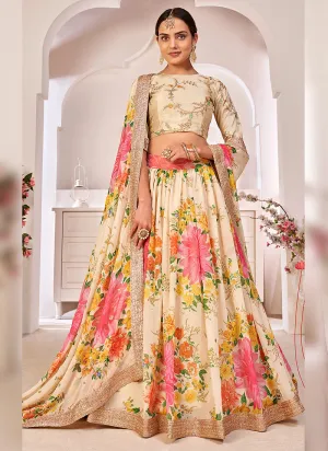 Off White Sequence Embellished Floral Lehenga Choli